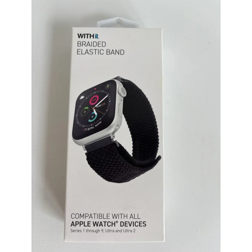 WITHit Braided Elastic Band‎ for Apple Watch Series 1-9 Ultra, Adjustable, New